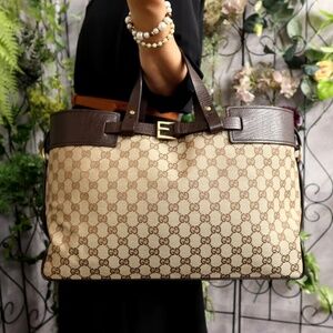👜 Gucci GG Canvas & Calf Leather Tote Bag – Authentic